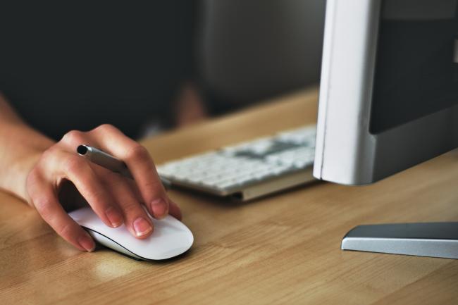 Desktop computer being used