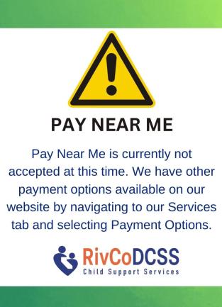 Pay Near Me is currently not accepted at this time.